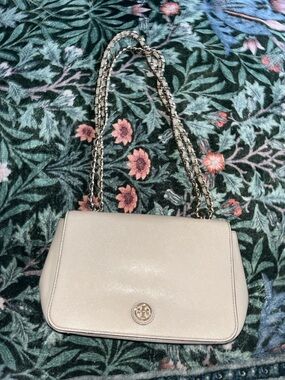 Tory Burch Ivory Leather Chain-Shoulder Bag